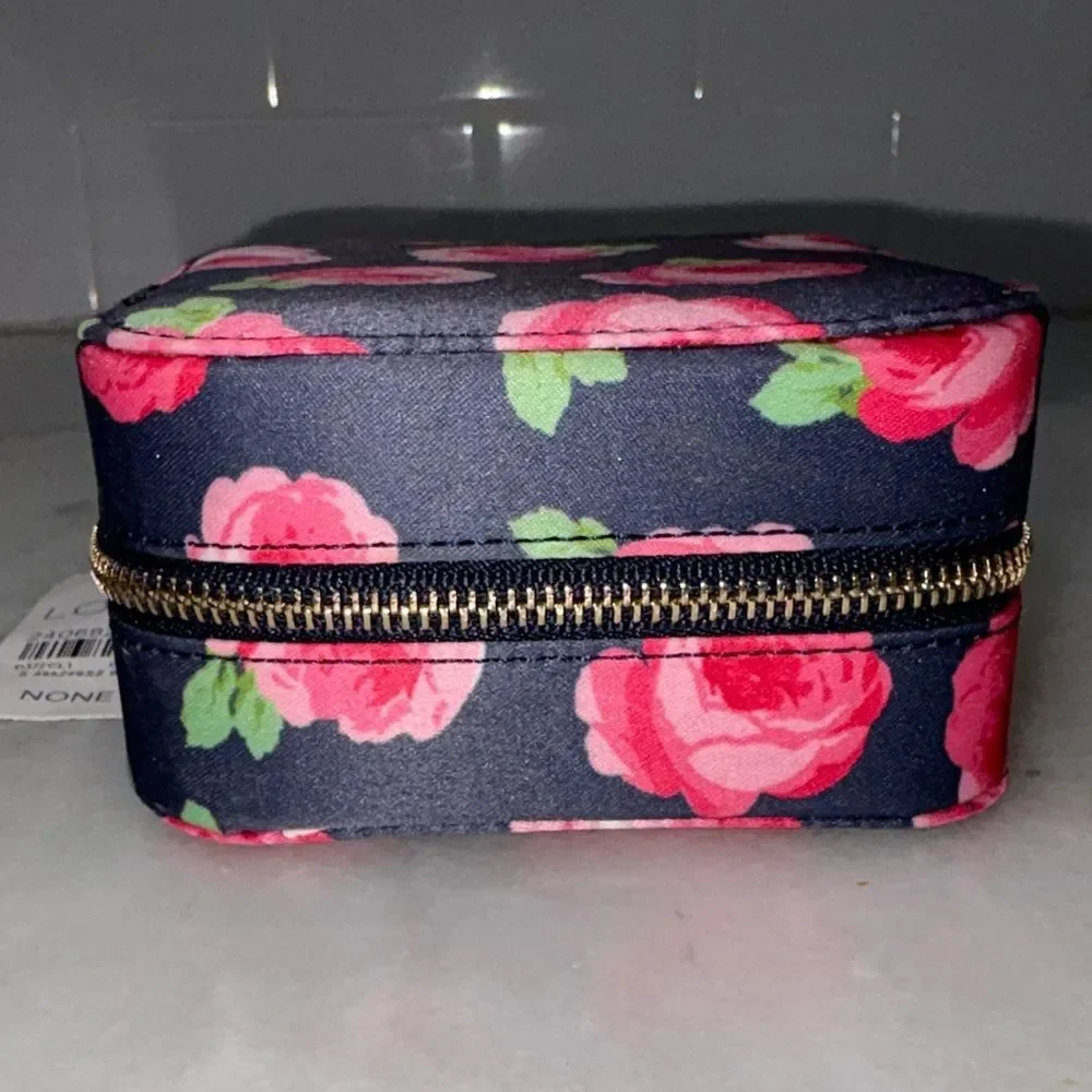 LOFT Floral Travel Jewelry Organizer Case Blue Pink NWT